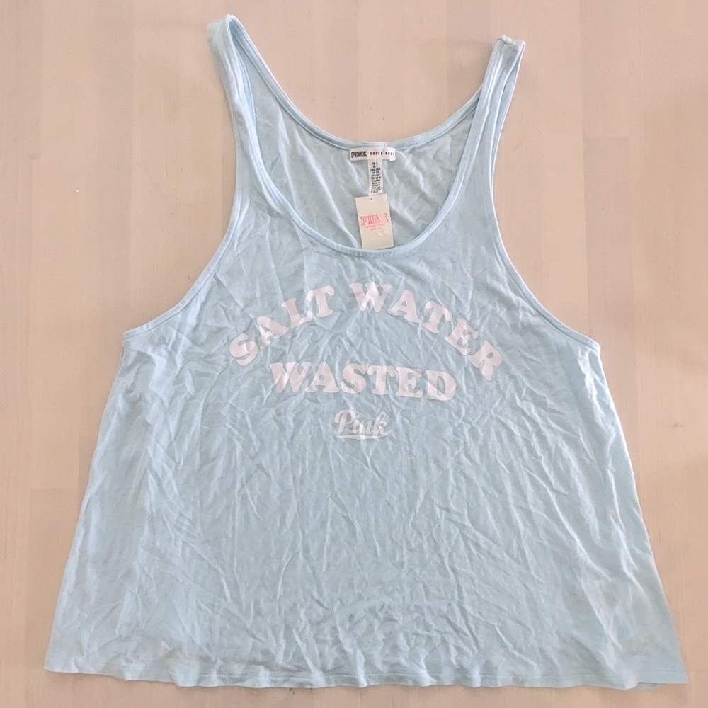 🧡 PINK Victoria's Secret Cropped Tank, Salt Water Wasted